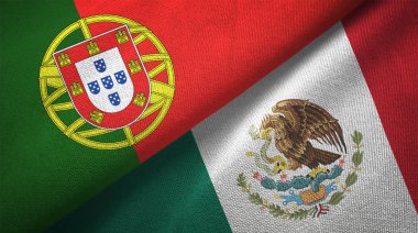 Portekiz ve Meksika bayrakları birlikte ilişkiler tekstil kumaş, kumaş doku