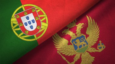 Portekiz ve Karadağ bayrakları birlikte ilişkiler tekstil kumaş, kumaş doku