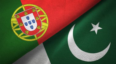 Portekiz ve Pakistan bayrakları birlikte ilişkiler tekstil kumaş, kumaş doku