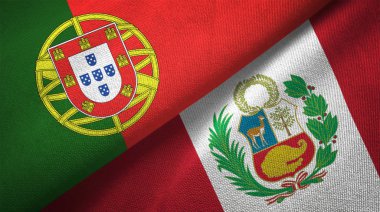 Portekiz ve Peru bayrakları birlikte ilişkiler tekstil kumaş, kumaş doku