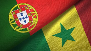 Portekiz ve Senegal bayrakları birlikte ilişkiler tekstil kumaş, kumaş doku