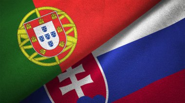 Portekiz ve Slovakya bayrakları birlikte ilişkiler tekstil kumaş, kumaş doku