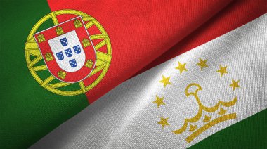 Portekiz ve Tacikistan bayrakları birlikte ilişkiler tekstil kumaş, kumaş doku