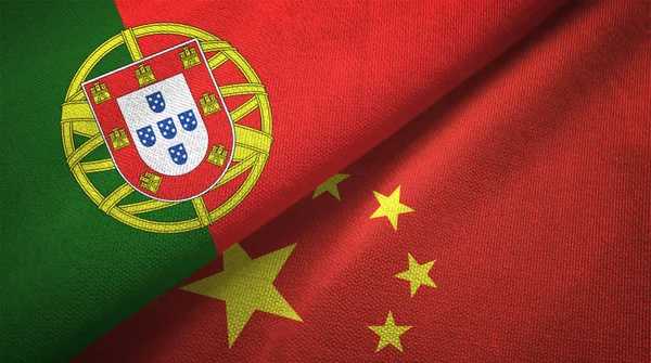 Πορτογαλία Και Την Κίνα Σημαίες Μαζί Σχέσεις Υφασμάτων Πανί Υφή — Φωτογραφία Αρχείου