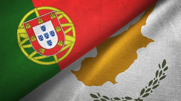 Portogallo Cipro Bandiere Insieme Relazioni Stoffa Tessile Tessitura Tessuto — Foto Stock