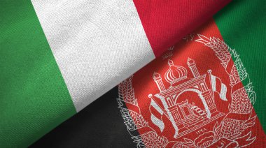 İtalya ve Afganistan bayrakları birlikte ilişkiler tekstil kumaş, kumaş doku