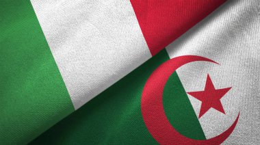 İtalya ve Cezayir bayrakları birlikte ilişkiler tekstil kumaş, kumaş doku