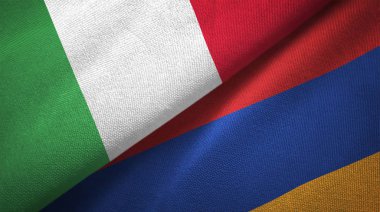 İtalya ve Ermenistan bayrakları birlikte ilişkiler tekstil kumaş, kumaş doku