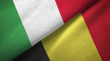 İtalya ve Belçika bayrakları birlikte ilişkiler tekstil kumaş, kumaş doku