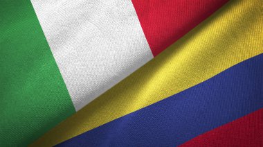 İtalya ve Kolombiya bayrakları birlikte ilişkiler tekstil kumaş, kumaş doku