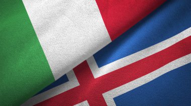 İtalya ve İzlanda bayrakları birlikte ilişkiler tekstil kumaş, kumaş doku