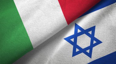 İtalya ve İsrail bayrakları birlikte ilişkiler tekstil kumaş, kumaş doku