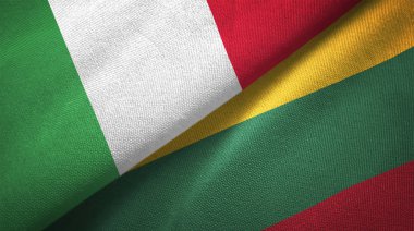 İtalya ve Litvanya bayrakları birlikte ilişkiler tekstil kumaş, kumaş doku