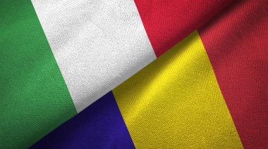 İtalya ve Romanya bayrakları birlikte ilişkiler tekstil kumaş, kumaş doku