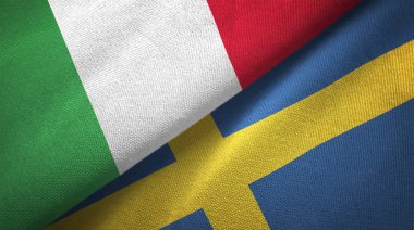 İtalya ve İsveç bayrakları birlikte ilişkiler tekstil kumaş, kumaş doku