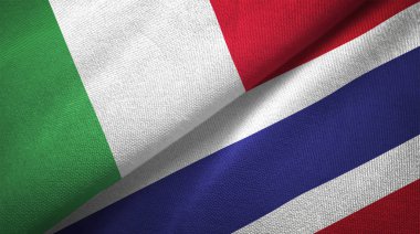 İtalya ve Tayland bayrakları birlikte ilişkiler tekstil kumaş, kumaş doku