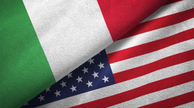 İtalya ve Amerika Birleşik Devletleri bayrakları birlikte ilişkiler tekstil kumaş, kumaş doku