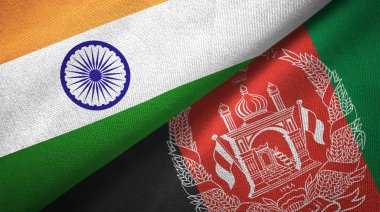 Hindistan ve Afganistan bayrakları birlikte ilişkiler tekstil kumaş, kumaş doku