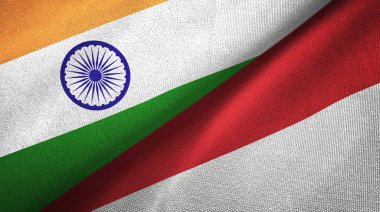 Hindistan ve Endonezya bayrakları birlikte ilişkiler tekstil kumaş, kumaş doku