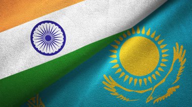 Türkiye ve Kazakistan bayrakları birlikte ilişkiler tekstil kumaş, kumaş doku