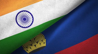 Hindistan ve Liechtenstein bayrakları birlikte ilişkiler tekstil kumaş, kumaş doku