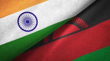 Hindistan ve Malavi bayrakları birlikte ilişkiler tekstil kumaş, kumaş doku