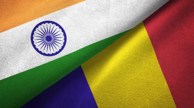 Hindistan ve Romanya bayrakları birlikte ilişkiler tekstil kumaş, kumaş doku