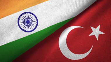 Hindistan ve Türkiye bayrakları birlikte ilişkiler tekstil kumaş, kumaş doku