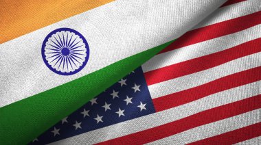 Hindistan ve Amerika Birleşik Devletleri bayrakları birlikte ilişkiler tekstil kumaş, kumaş doku