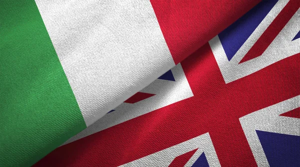 Italien Och Sverige Flaggor Grupp Förbindelserna Textil Duk Tyg Textur — Stockfoto