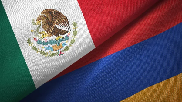 Banderas México Armenia Juntas Tela Textura Tela —  Fotos de Stock