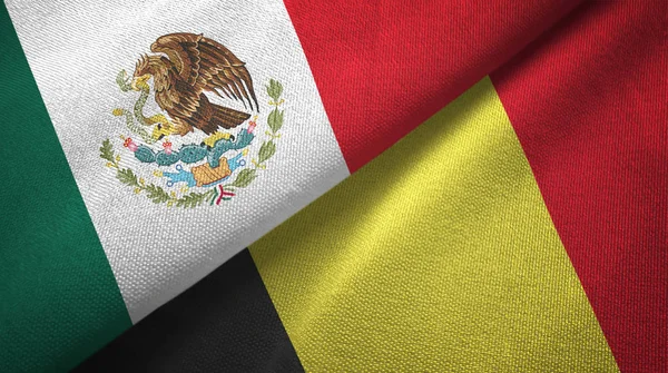 Banderas México Bélgica Juntas Tela Textura Tela — Foto de Stock