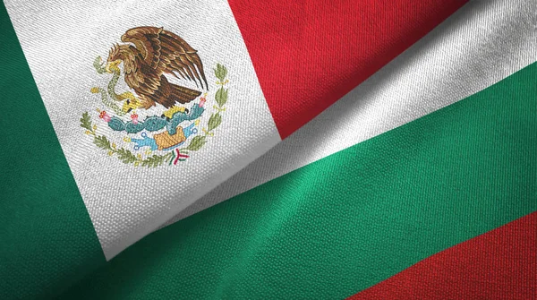 Banderas México Bulgaria Juntas Tela Textil Textura Tela — Foto de Stock