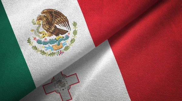 Banderas México Malta Juntas Tela Textura Tela — Foto de Stock