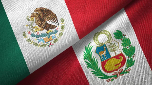 Banderas México Perú Juntas Tela Textura Tela — Foto de Stock