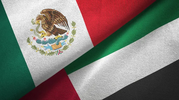Mexique Les Émirats Arabes Unis Drapeaux Ensemble Tissu Textile Texture — Photo