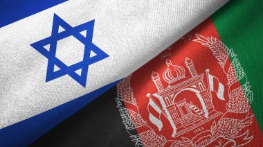 İsrail ve Afganistan bayrakları birlikte tekstil kumaş, kumaş doku