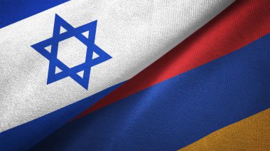 Ermenistan ve İsrail bayrakları birlikte tekstil kumaş, kumaş doku