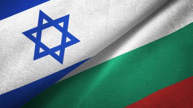 İsrail ve Bulgaristan bayrakları birlikte tekstil kumaş, kumaş doku