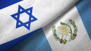 İsrail ve Guatemala bayrakları birlikte tekstil kumaş, kumaş doku