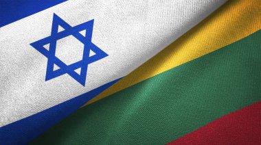 Litvanya ve İsrail bayrakları birlikte tekstil kumaş, kumaş doku