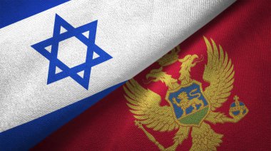 İsrail ve Karadağ bayrakları birlikte tekstil kumaş, kumaş doku