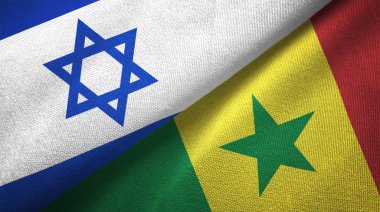 İsrail ve Senegal bayrakları birlikte tekstil kumaş, kumaş doku