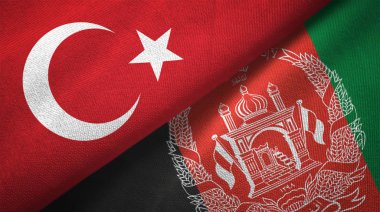 Türkiye ve Afganistan bayrakları birlikte tekstil kumaş, kumaş doku