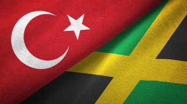 Türkiye'de ve Jamaika bayrakları birlikte tekstil kumaş, kumaş doku