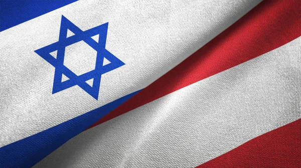 Israel Och Österrike Flaggor Grupp Textil Duk Tyg Textur — Stockfoto