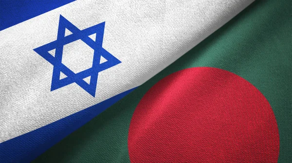 Israel and Bangladesh flags together textile cloth, fabric texture