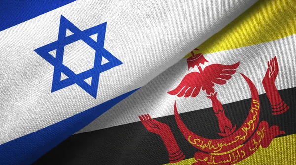 Israel Och Brunei Darussalam Flaggor Grupp Textil Duk Tyg Textur — Stockfoto