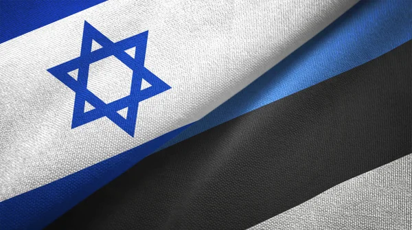 Israel Estonia Flags Together Textile Cloth Fabric Texture — Stock Photo, Image