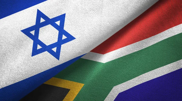 Israel Och Sydafrika Flaggor Grupp Textil Duk Tyg Textur — Stockfoto